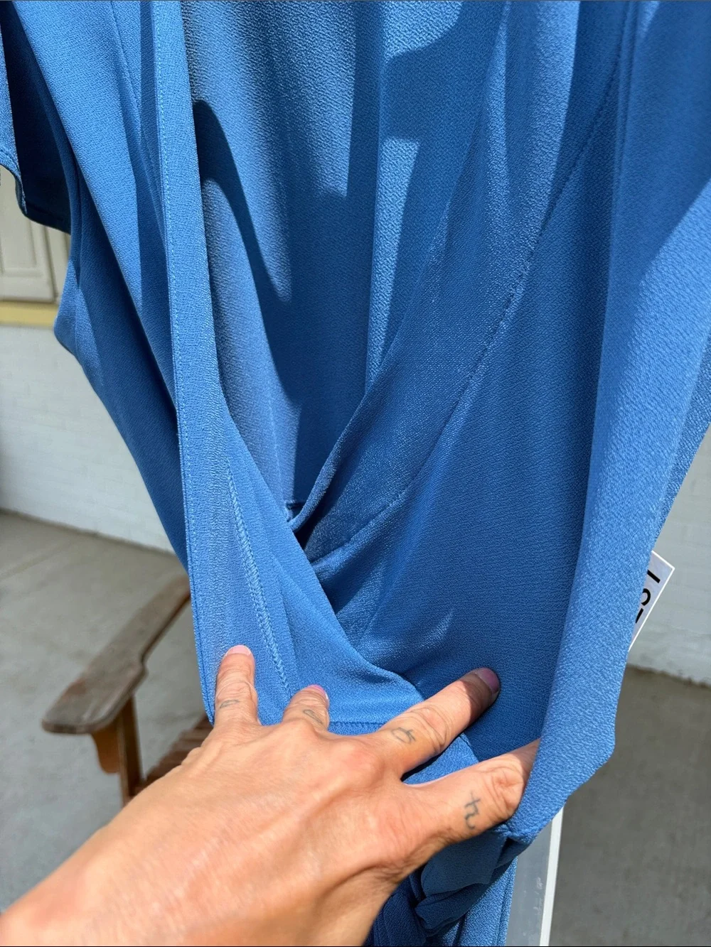 Nine West Blue Faux Wrap Tie-Waist Midi Dress